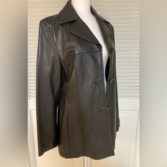 EUC Nine West Leather Jacket Size Medium - Picture 3 of 11